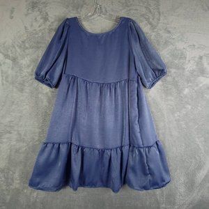 Wanderlux‎ Womens A Line Dress Blue Mini Scoop Neck Short Sleeve Cut Out L New